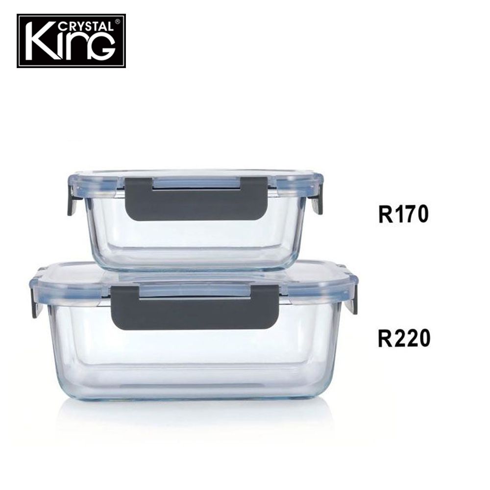 耐熱玻璃保鮮盒-長方形(1480ml*1+630ml*1)-R220 + R170