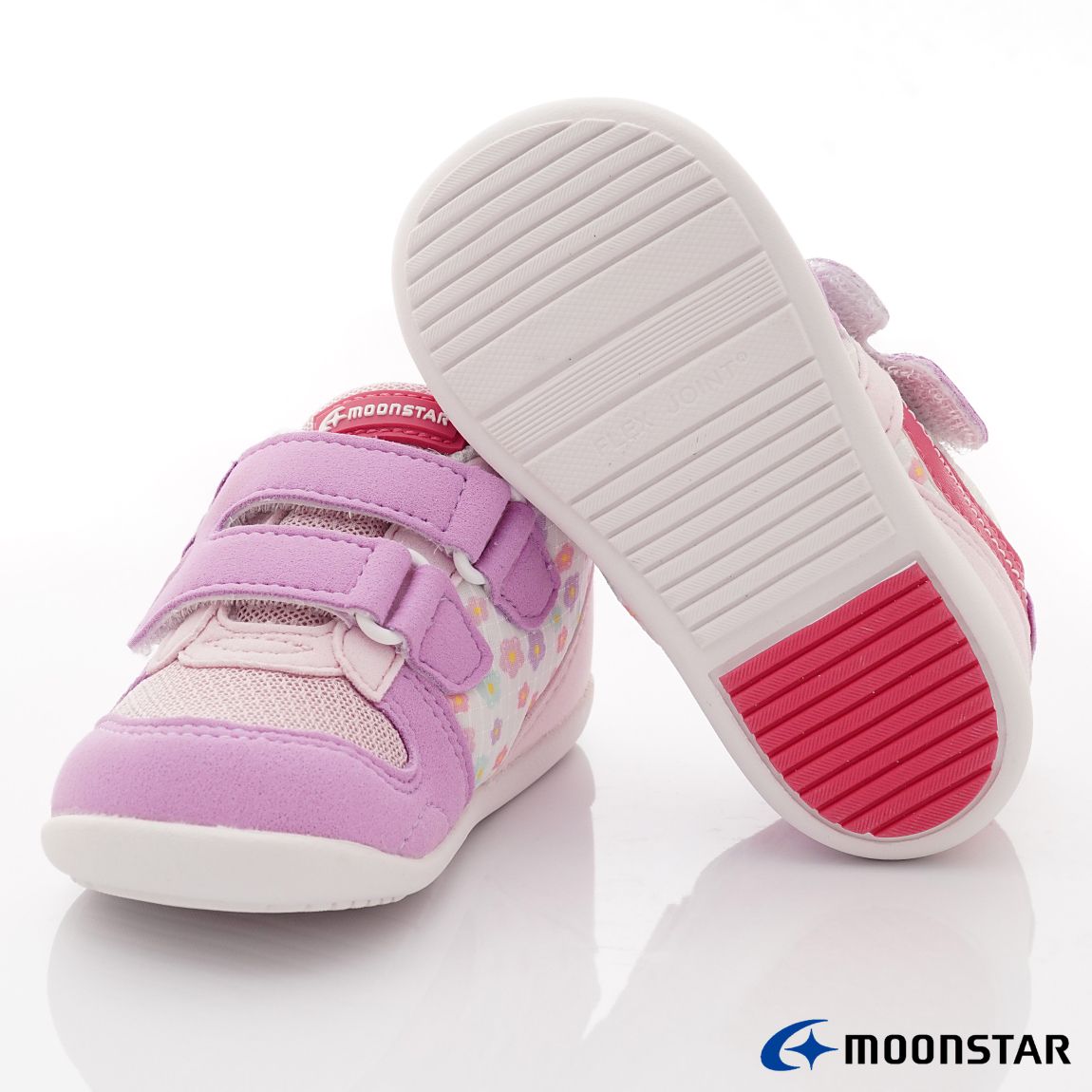 Moonstar日本月星 - HI系列寶寶學步穩健款(寶寶段)-學步鞋-粉花