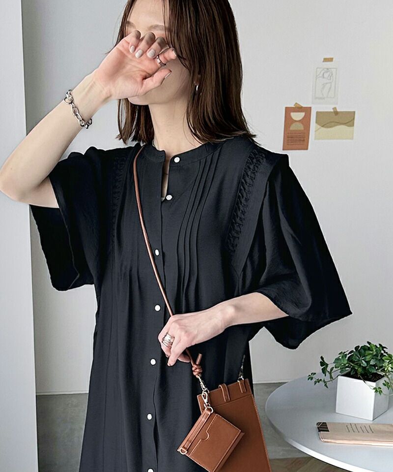 日本 Classical Elf - 優雅垂墜感排扣長版襯衫-米杏