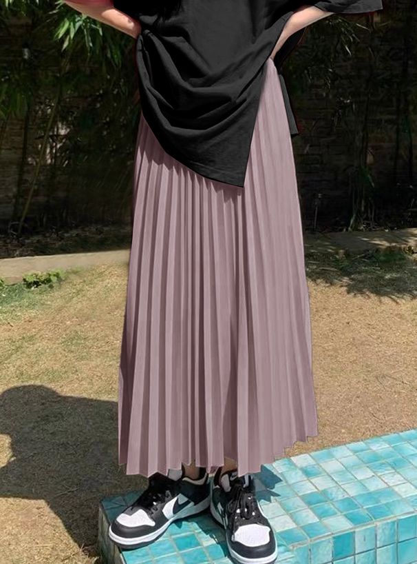 日本 GRL - 顯瘦立體壓紋百褶長裙-天使白