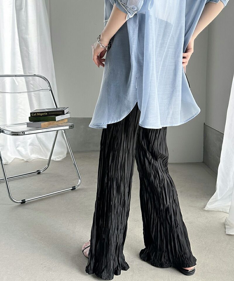 日本 Classical Elf - 低調光澤感楊柳垂墜寬褲-深灰