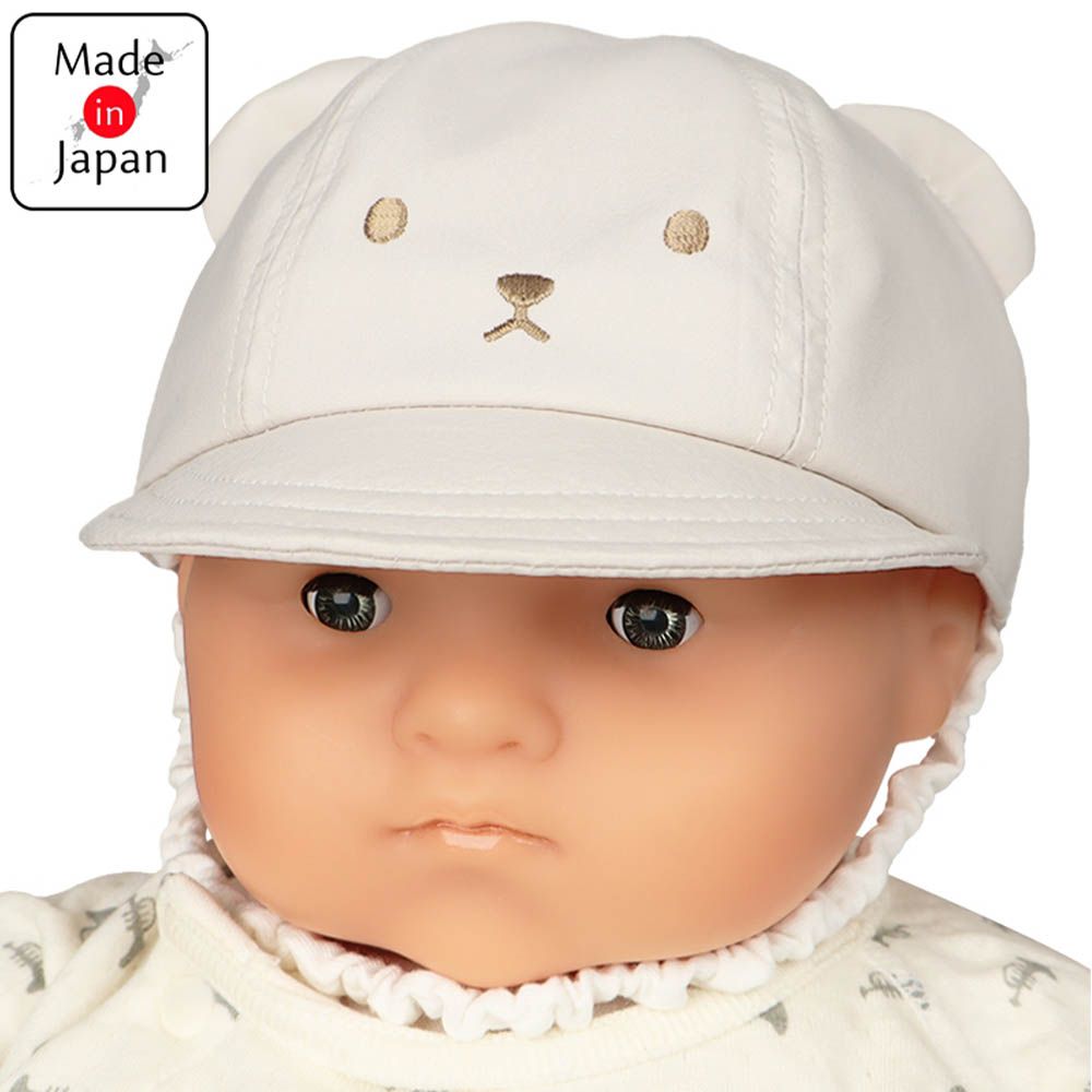 嬰幼兒棒球帽-動物 塔夫綢布-淺卡其色