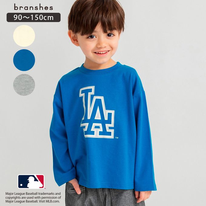 日本 BRANSHES - MLB聯名 logo印花長袖上衣-芝加哥小熊-米黃