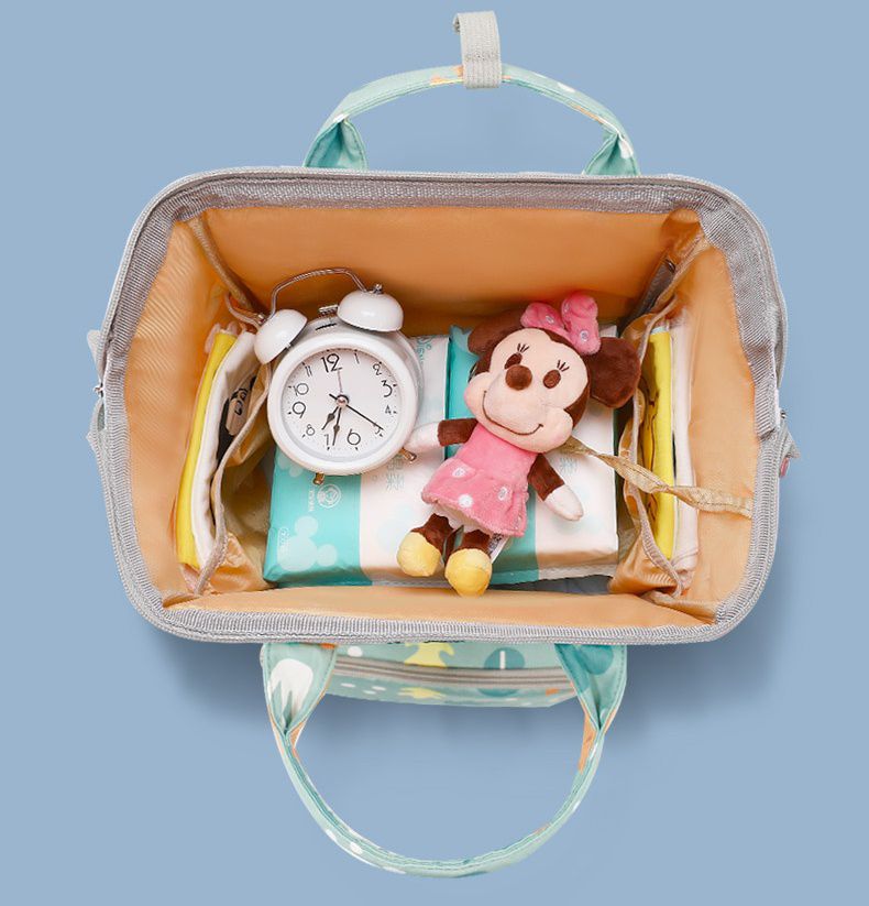 卡通人物防水後背包/媽媽包-米奇小logo-淺綠色 (40x22x18cm)