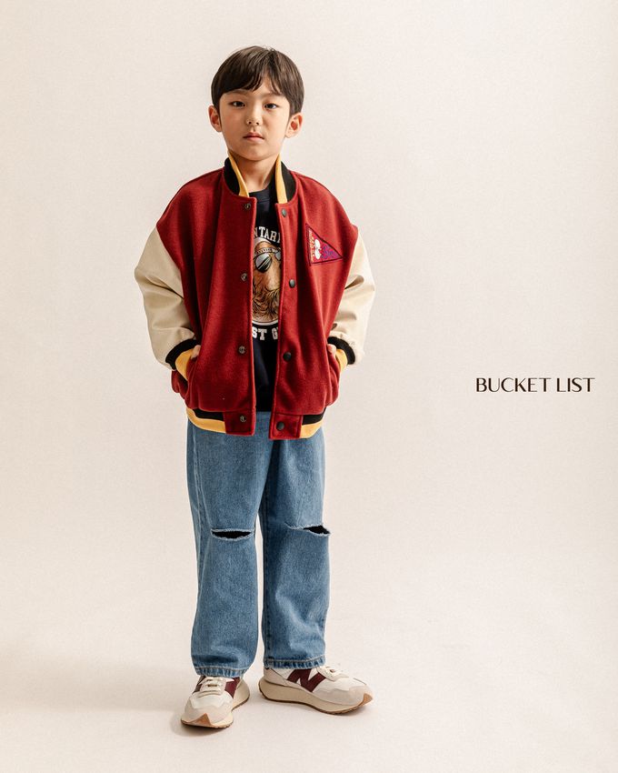 韓國 BUCKET LIST - 經典學院風撞色棒球外套-綠