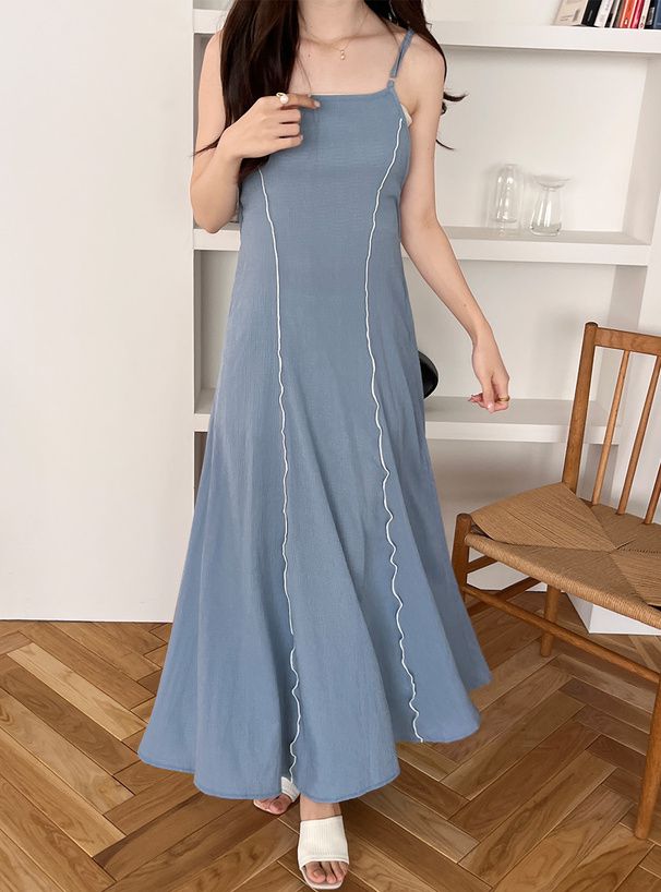 日本 GRL - 可愛木耳捲邊兩件式洋裝-黑 (F)