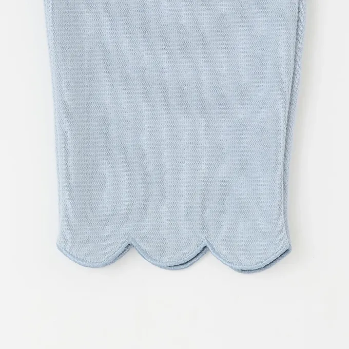 日本 Lycee mine - 下擺可愛貝殼彈力七分褲-水藍