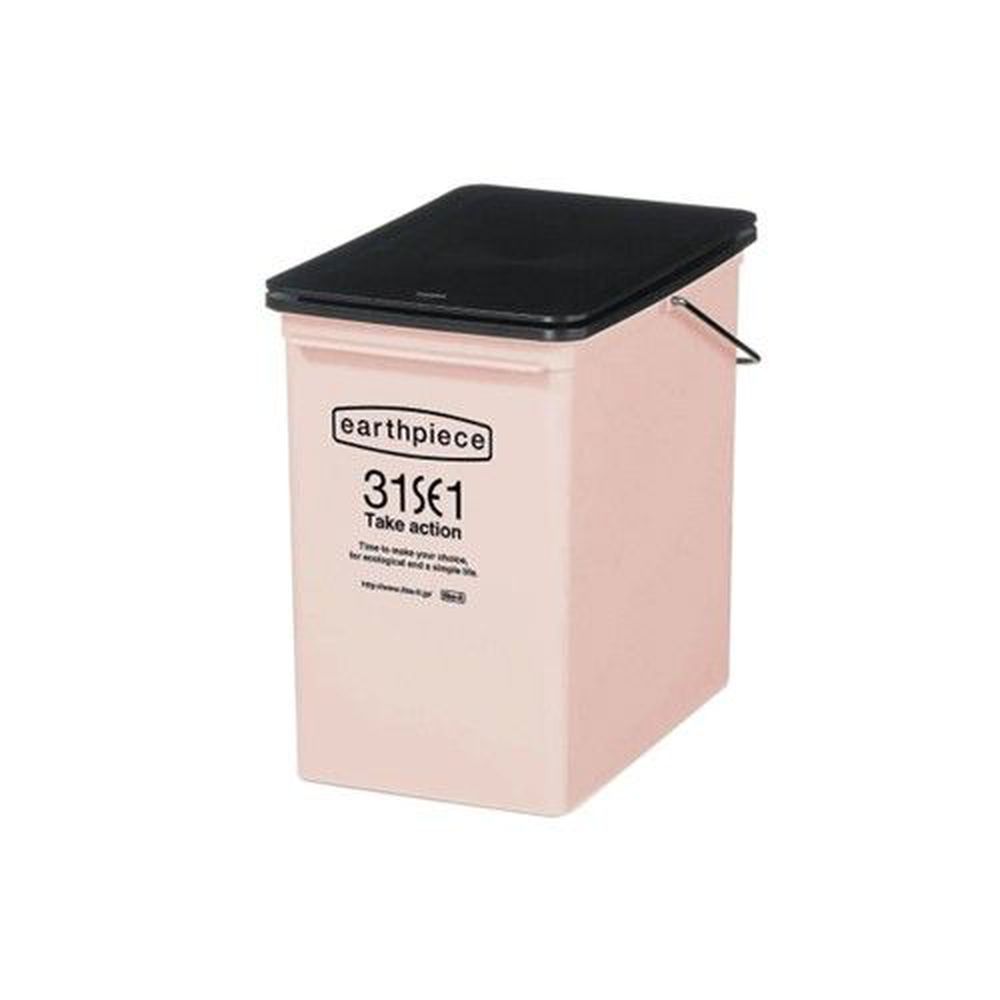 日本 LIKE IT - earthpiece 上蓋按壓式可堆疊垃圾桶-粉紅色-17L