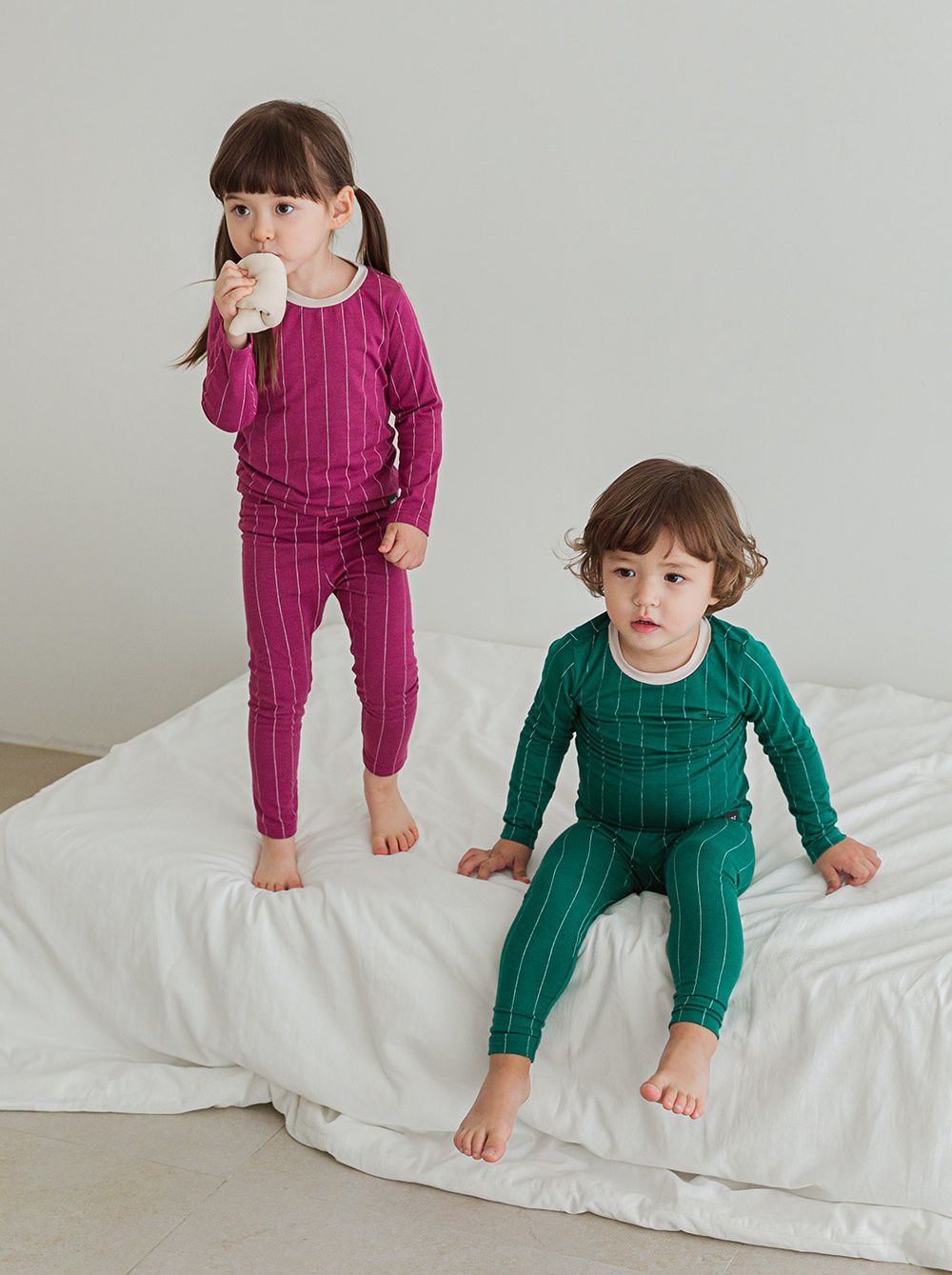 韓國 Cordi-i - 德國Viloft天然纖維保暖衣套裝-深色線條-藍綠