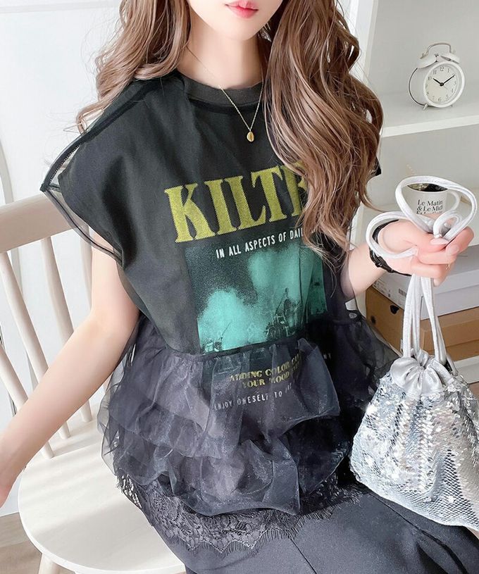 日本 Classical Elf - 前後6way復古酷感T恤+蕾絲薄紗-(2件組)-A美國鷹