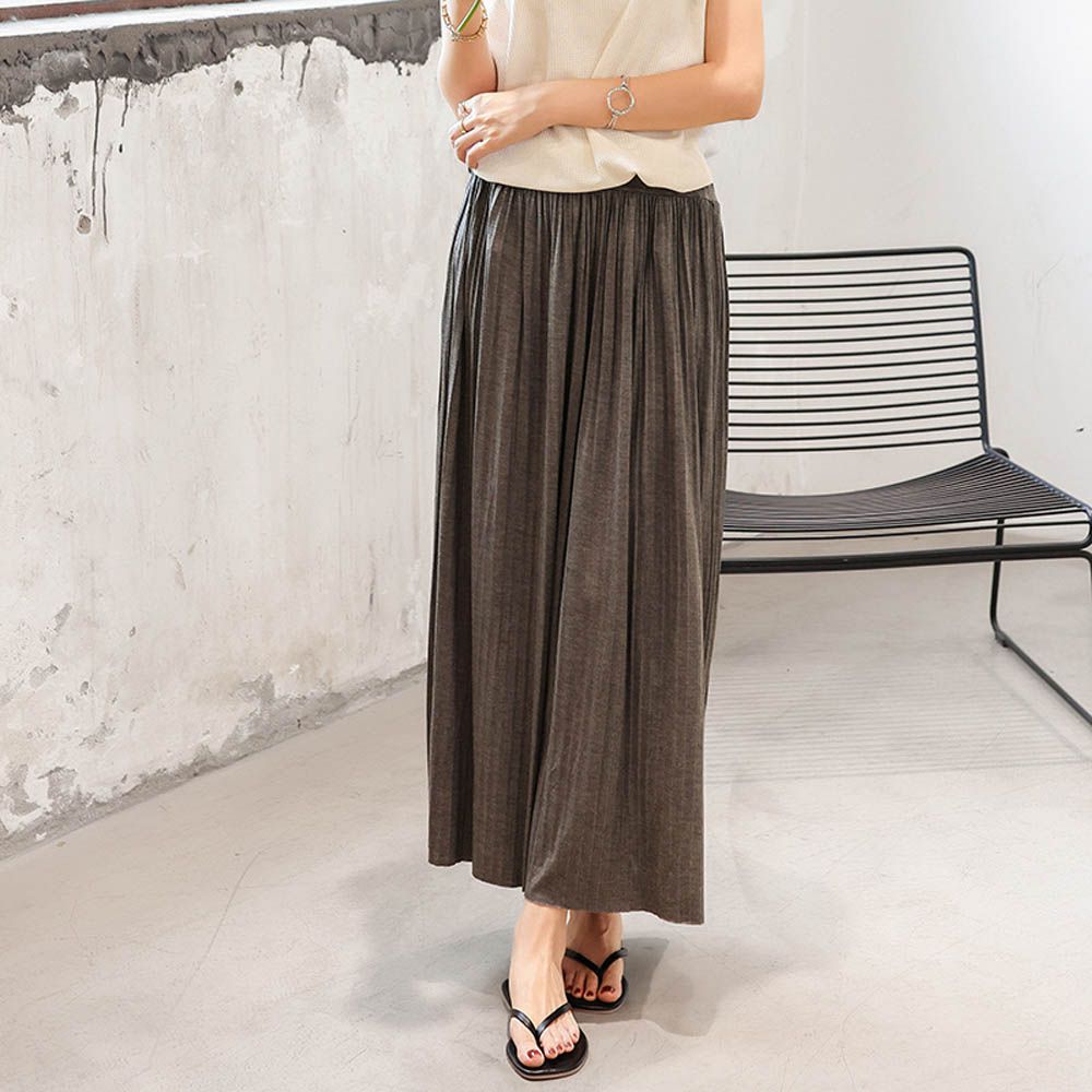 莫代爾舒適修身百摺長裙-深灰色 (F)