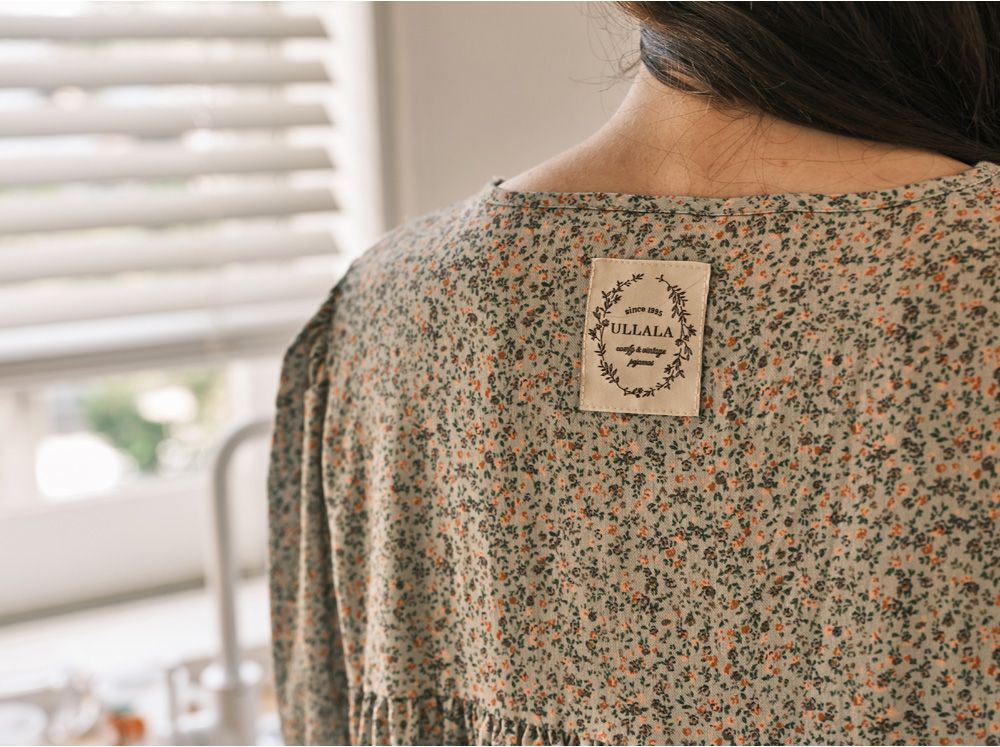 韓國 ULLALA - 浪漫碎花純棉長袖睡衣-(洋裝式)-薄荷綠 (FREE)