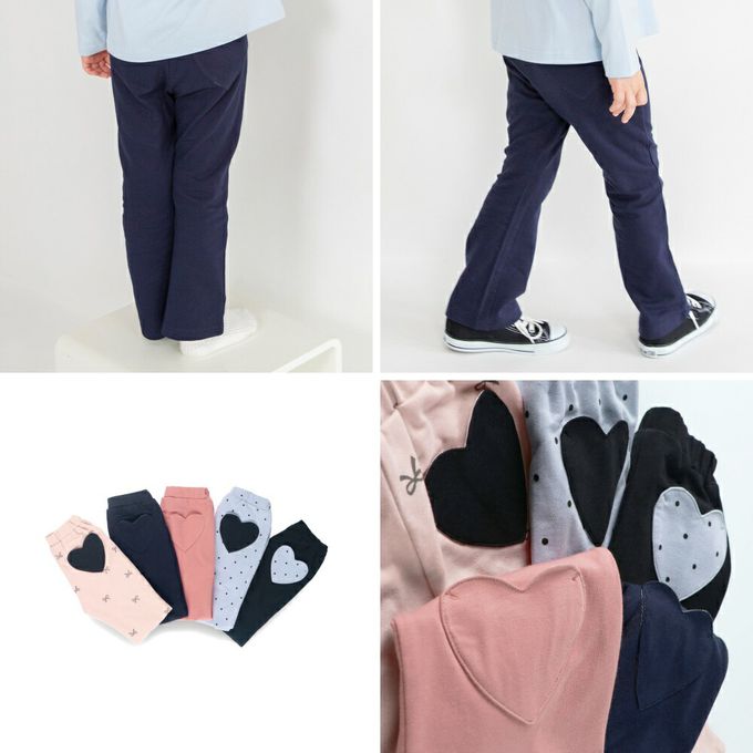 日本 BRANSHES - 愛心口袋彈力長褲-蝴蝶結-米杏