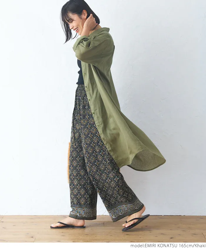 日本 COCA - 純棉透感長版薄外套-軍綠