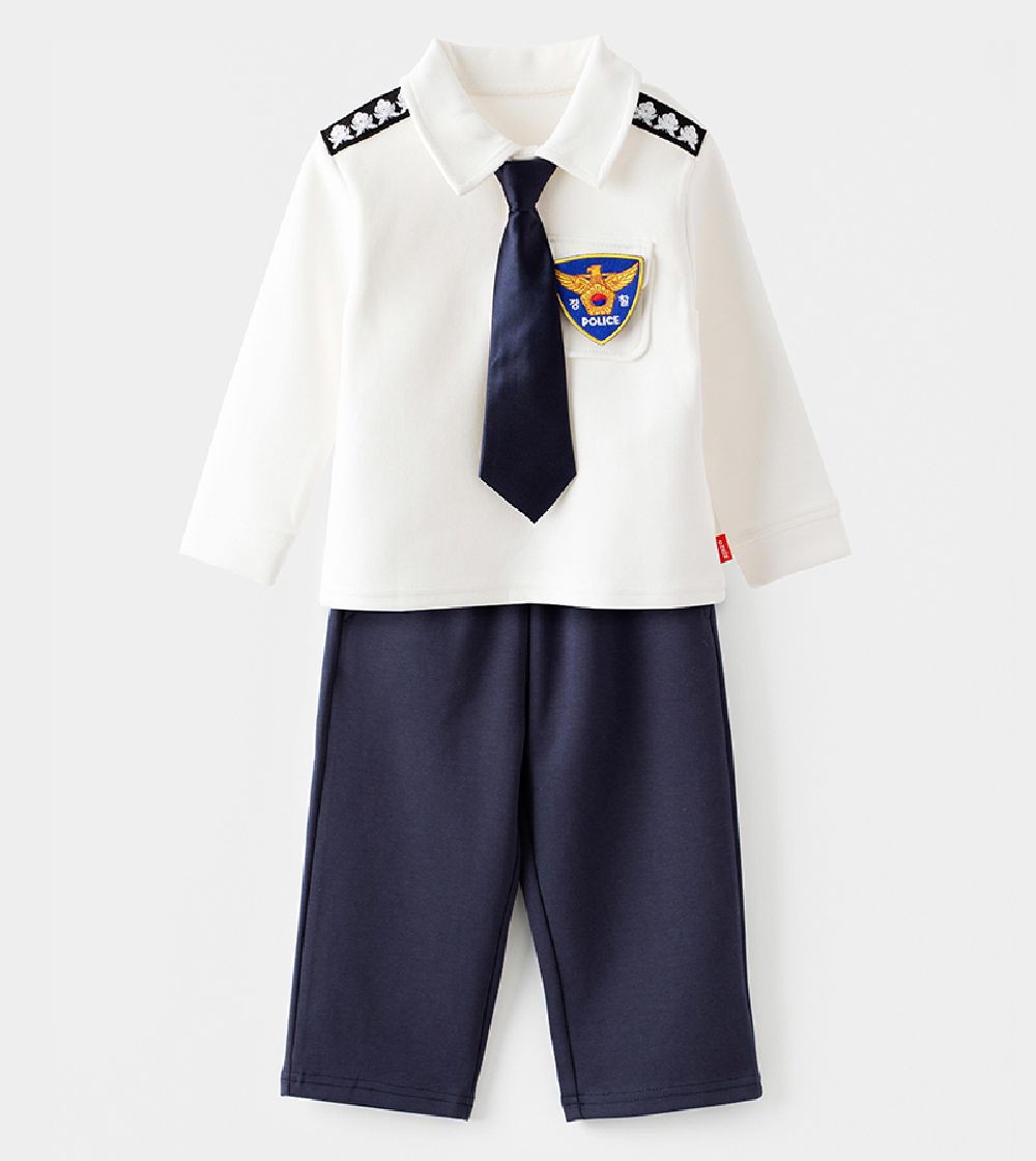 兩件式韓國警察裝扮套裝(萬聖節)-白X海軍藍