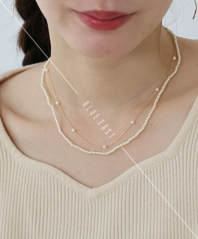 日本 BLUE EAST - 韓國製 精緻雙珍珠造型氣質美人項鏈-金