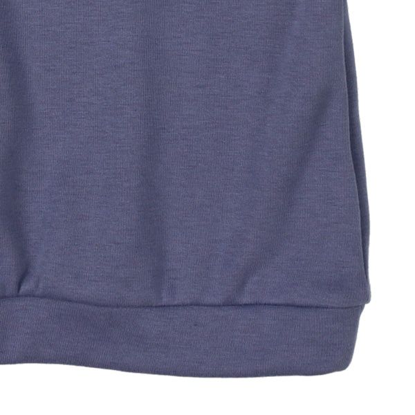 日本西松屋 - 刷毛圓領印花長袖上衣-恐龍拼接-灰藍