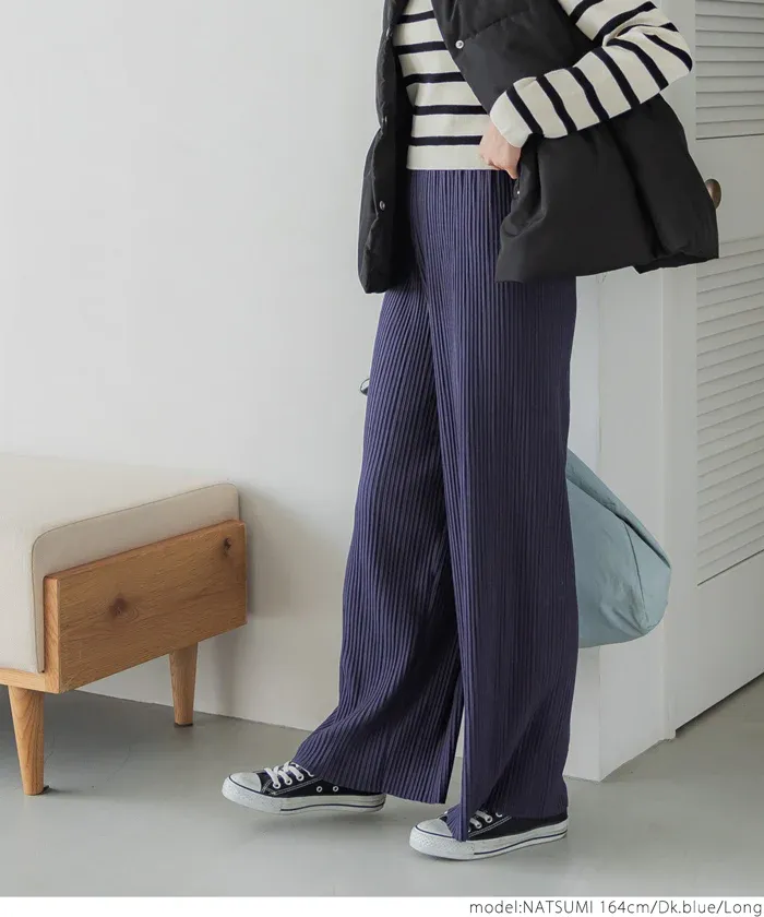 日本 COCA - [可剪裁] 垂墜感修身細摺長褲-灰杏