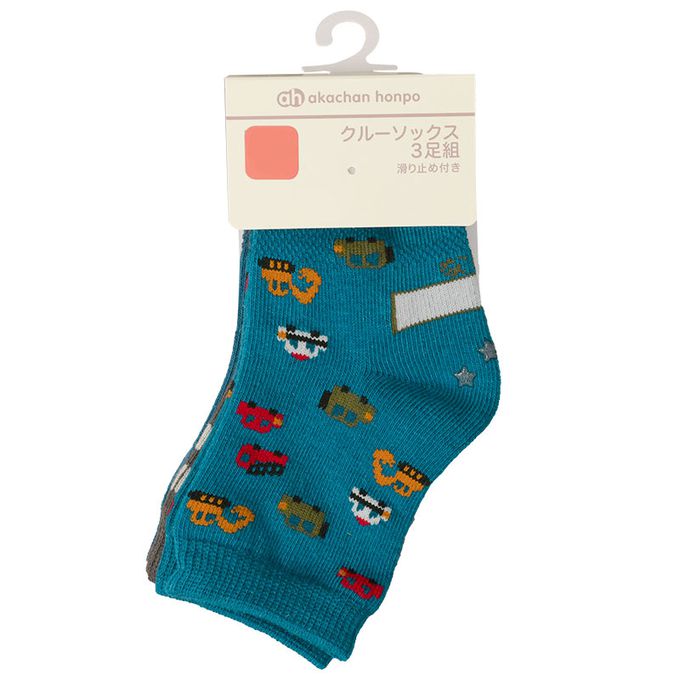 akachan honpo - 襪子3雙組-汽車-深藍色 (9~14cm)
