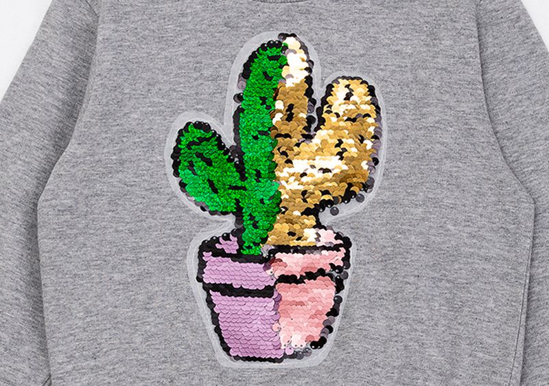 韓國 OZKIZ - 閃亮變色長袖大學T-仙人掌