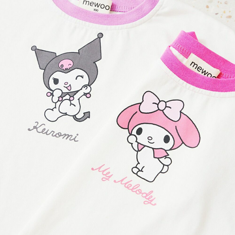 日本 ma lalumiere store - 三麗鷗聯名 彩色捲邊短袖上衣-酷洛米-紫