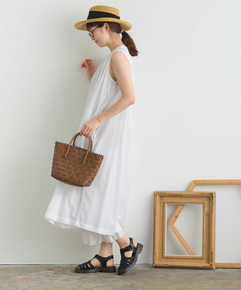 日本女裝代購 - 100%印度棉 涼爽輕盈排扣無袖洋裝-薰衣草