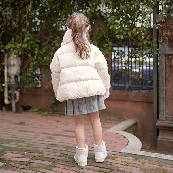 日本 Lycee mine - 馬卡龍色蓬鬆保暖外套(附圍脖)-水藍