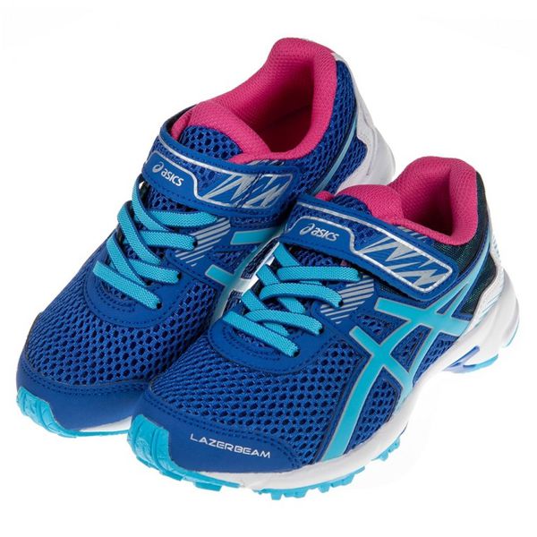 asics 亞瑟士 - 藍銀色競速兒童機能運動鞋