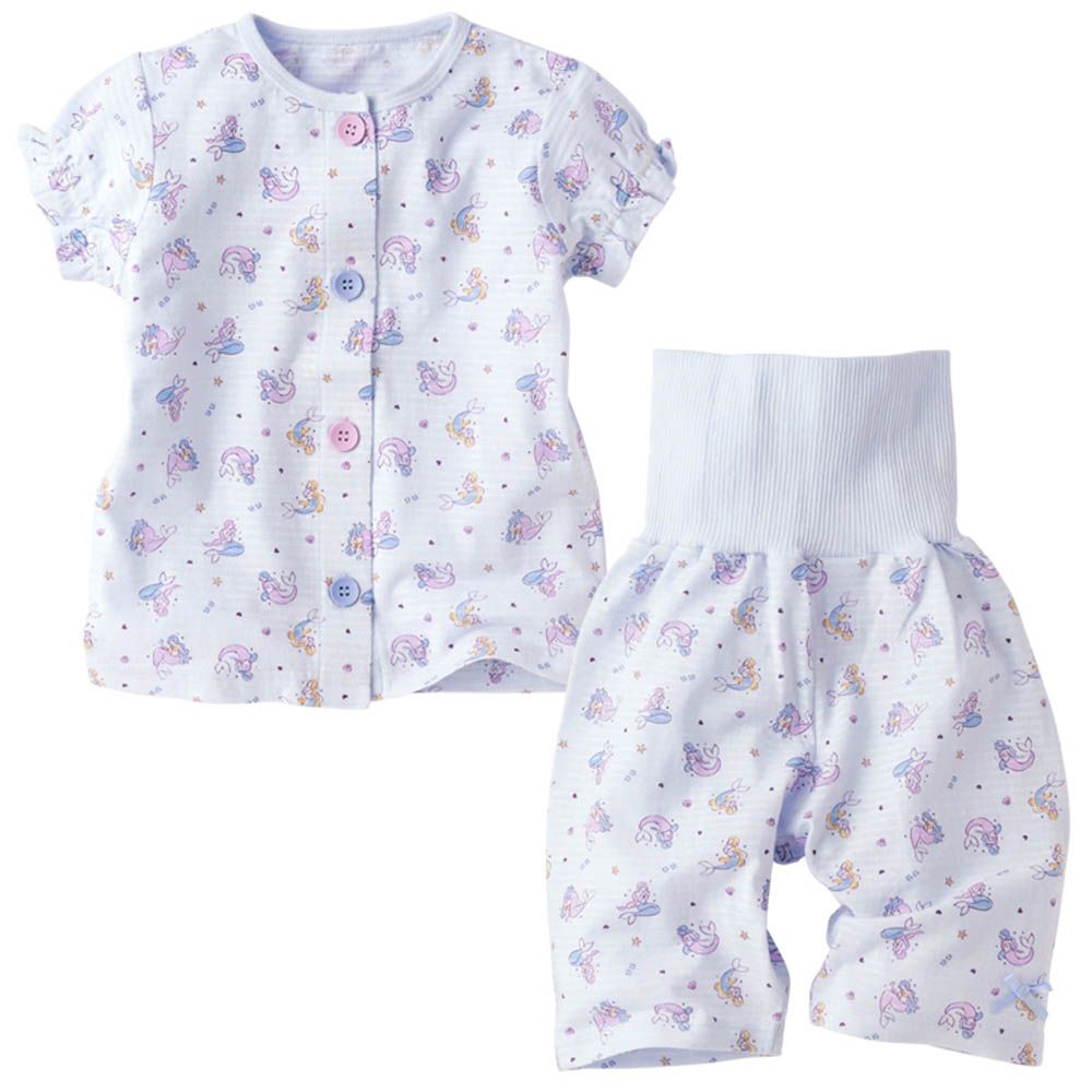 短袖家居服 穿衣練習前開式-美人魚-紫色