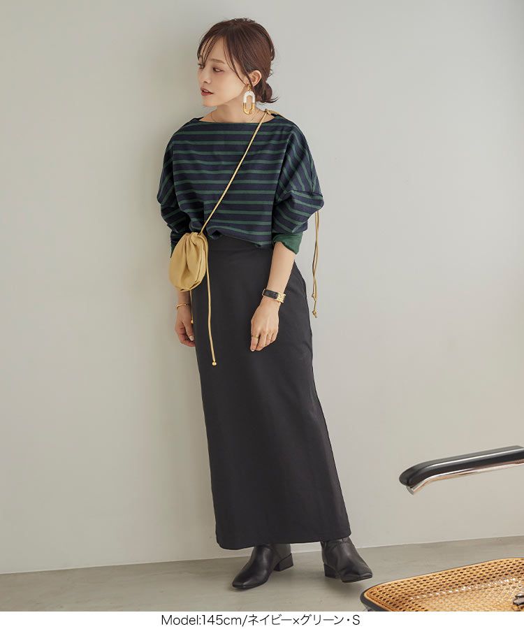 日本 Kobe Lettuce - 聯名款 船領百搭長袖上衣-條紋-白x淺灰