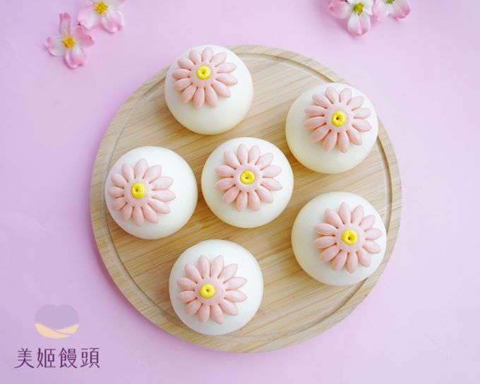 美姬饅頭 - 花朵造型鮮乳紅豆包 (買一盒送一盒)-期間限定 2023/4/21-5/14-50g*6顆
