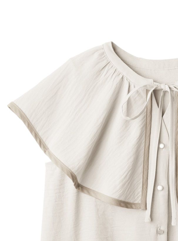 日本 GRL - 氣質大領撞色滾邊無袖上衣-白