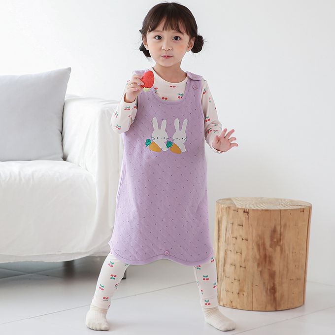 正韓 Cogibu - 極舒適無螢光劑 100% 有機棉幼兒/兒童鋪棉保暖防踢背心-兔寶貝