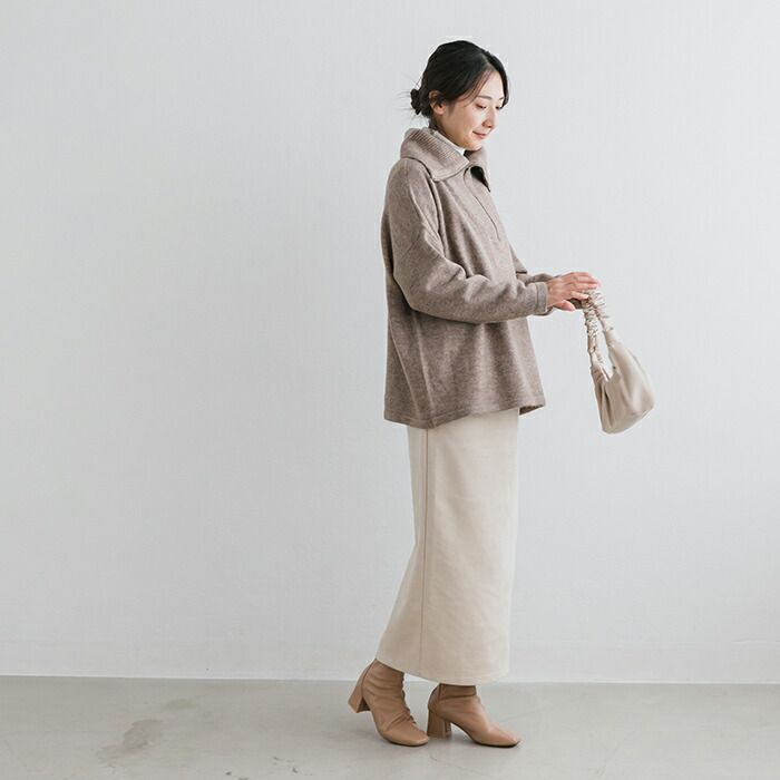 日本 ihuu - 可機洗拉鏈開襟針織毛衣-黑