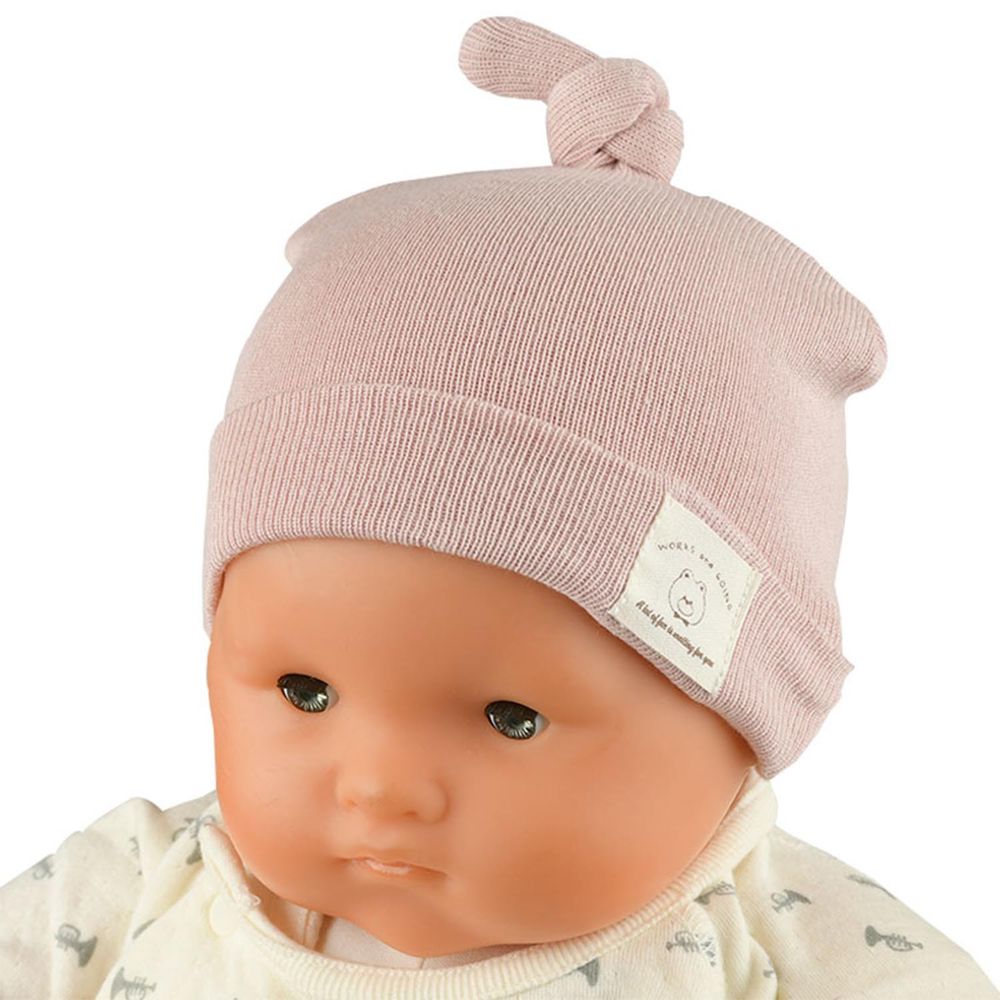 akachan honpo - 新生兒針織帽-橡實造型-粉紅色 (頭圍32～36cm)