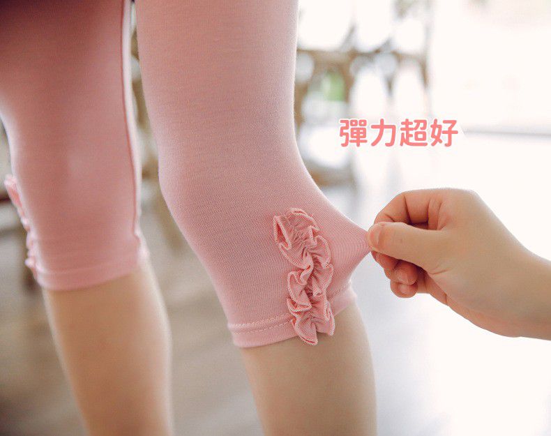 FANMOU - 七分內搭褲(莫代爾)-蝴蝶結-黑色