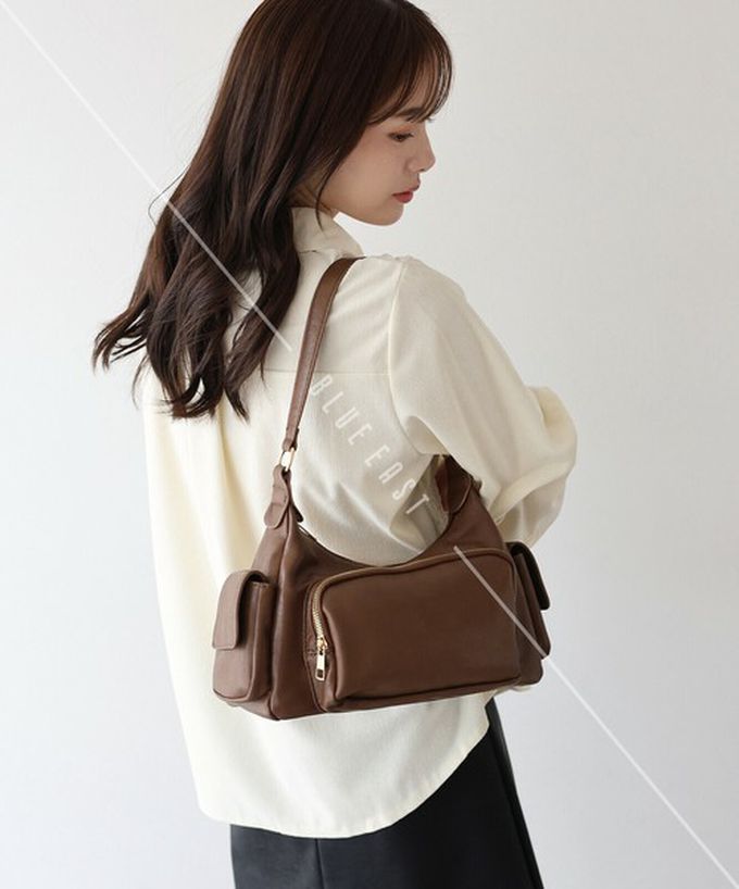 日本 BLUE EAST - 復古時尚多口袋迷你肩背包-黑