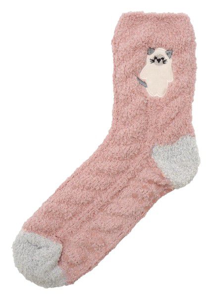 日本 friendshill - 可愛刺繡柔軟針織保暖長襪-可愛文鳥-水藍 (22-25cm)