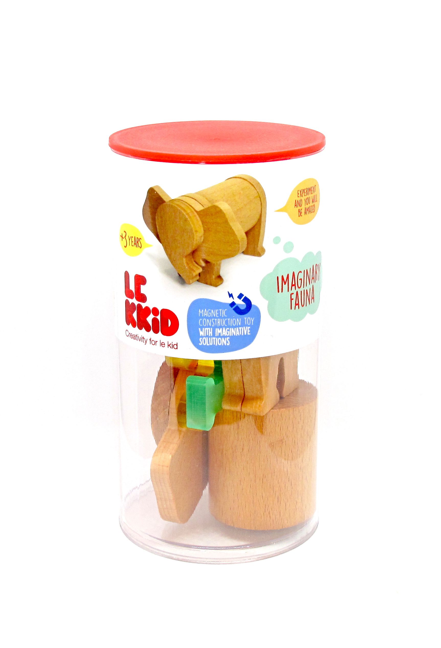 西班牙 LEKKID - IMAGINARY FAUNA磁性積木組-大象7片組