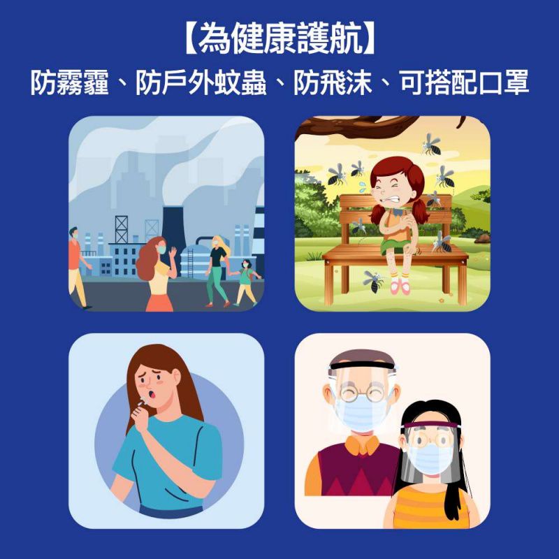 防飛沫防塵護目鏡*1+兒童用透明一體式防飛沫防塵面罩*1 (非醫療用品)