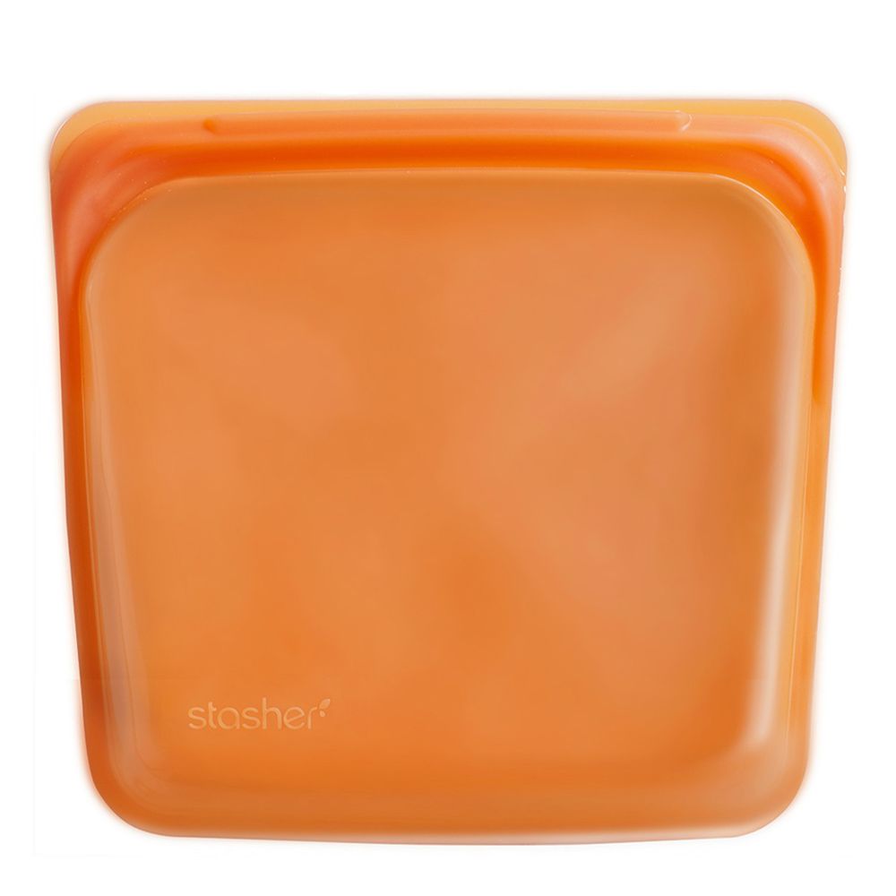 美國 Stasher - 食品級白金矽膠密封食物袋-Sandwich方形-柑橙橘 (443ml)