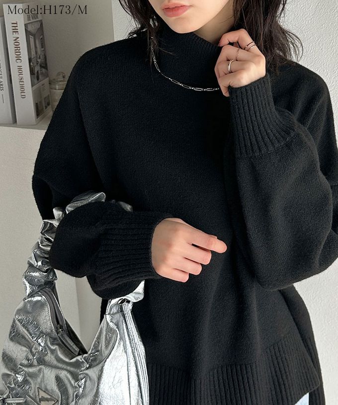 日本 Classical Elf - 氣質簡約開叉高領毛衣-象牙白