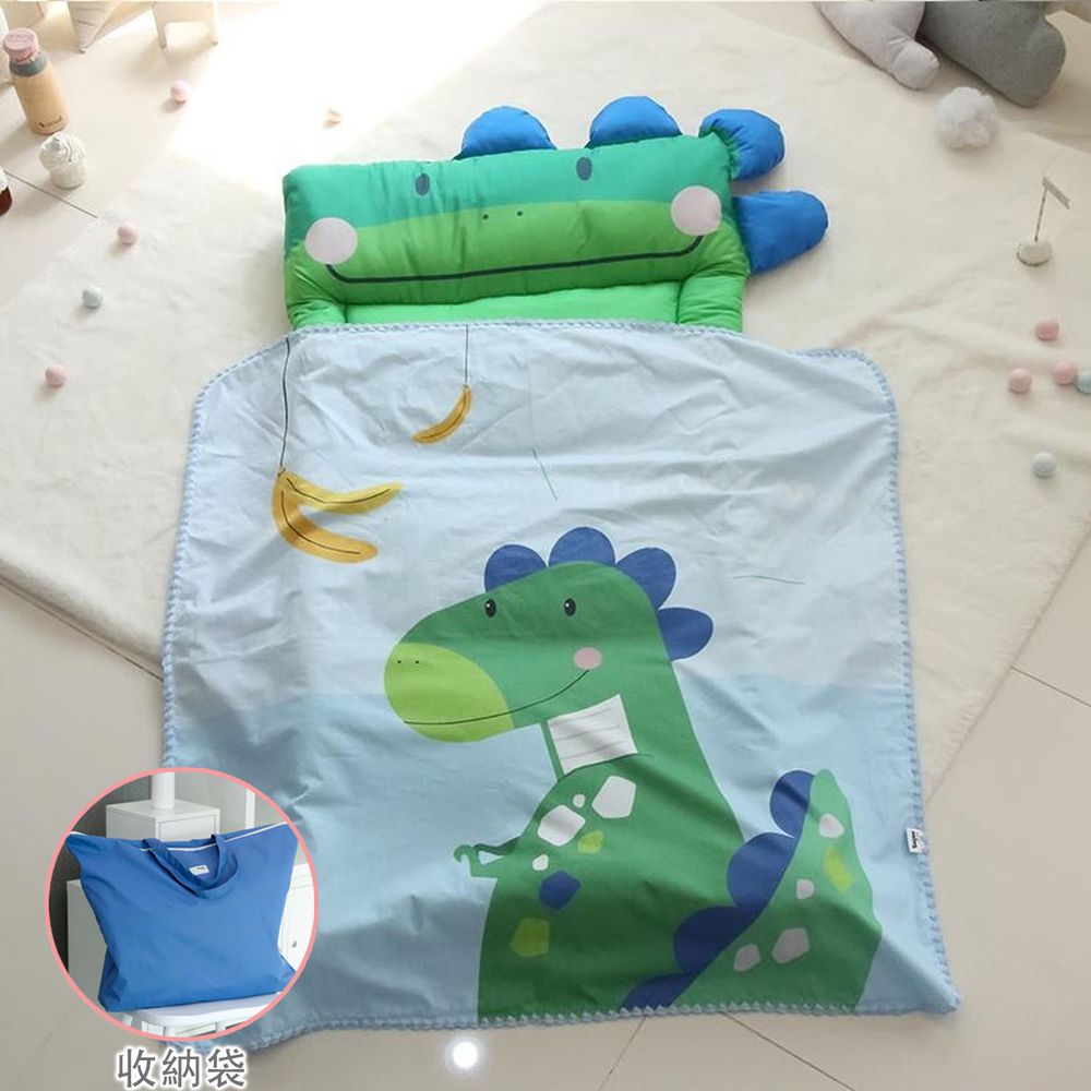 韓國 Teepee - 5CM雙面厚墊兒童睡袋/寢具(無拉鏈)(附收納袋)-香蕉小恐龍