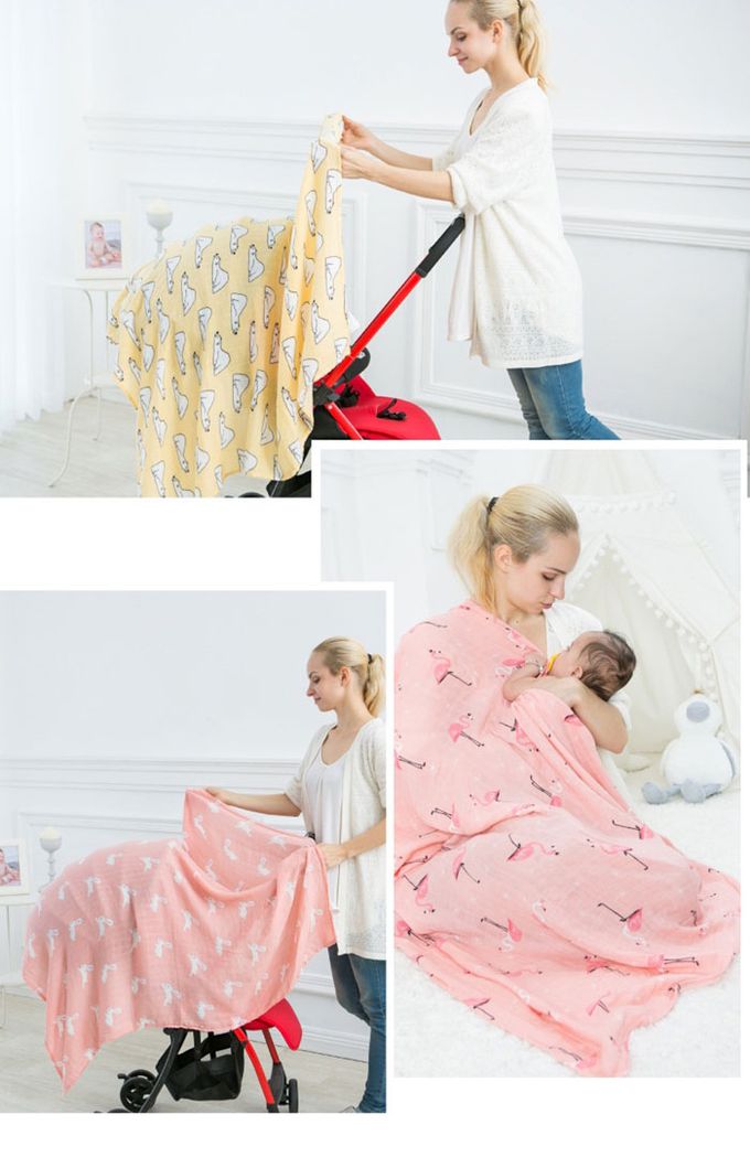 Muslin Tree - 童趣系雙層紗布包巾-愛心火烈鳥 (120*120cm)