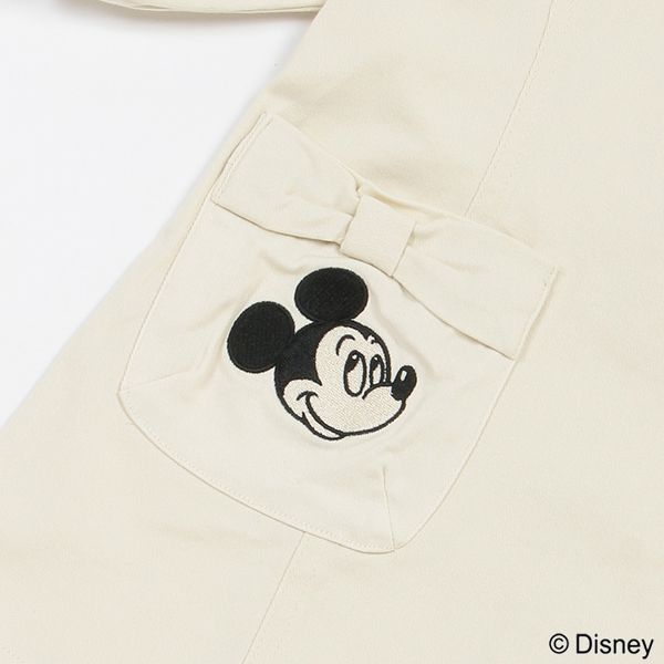 日本 petit main - 聯名款 俏麗蝴蝶結口袋長袖洋裝-丹寧藍