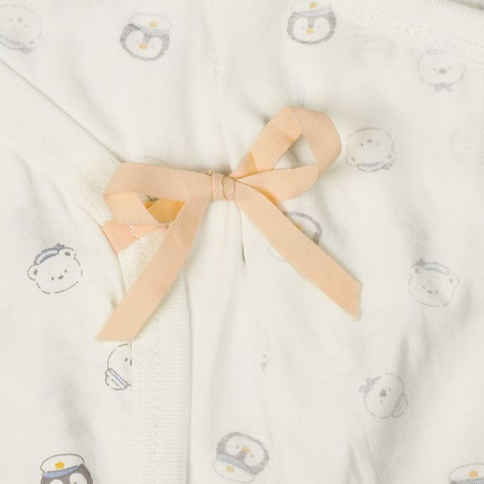 akachan honpo - 新生兒內衣4件組-米白色 (肚衣:50cm蝴蝶裝:50~60cm)