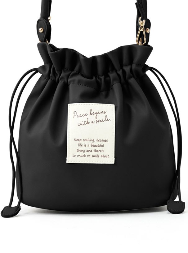 日本 GRL - 2way仿皮束口小手提包/側背包-銀