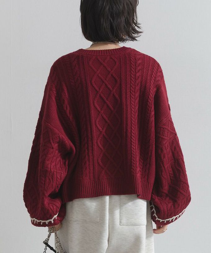 日本 ELENCARE DUE - 手工編織感柔美麻花紋理毛衣-炭灰