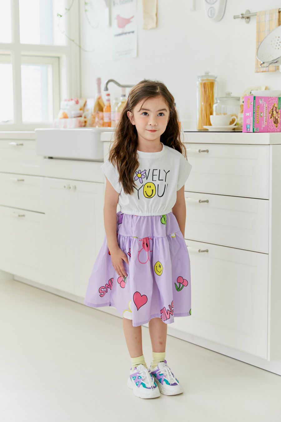 韓國 MINIATURE - LOVELY雙拼接裙襬洋裝-紫