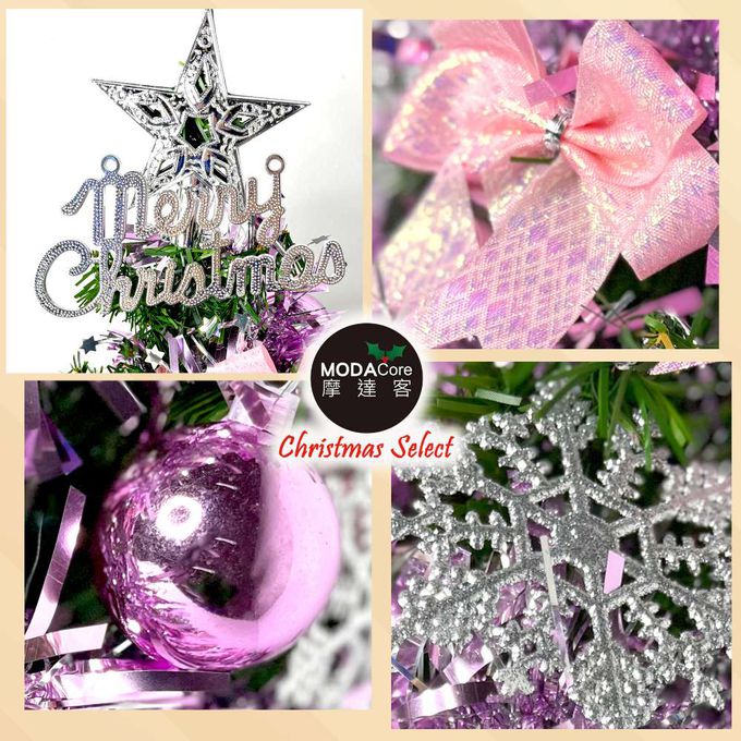 MODACore 摩達客 - 摩達客耶誕-2尺/2呎(60cm)特仕幸福型裝飾綠色聖誕樹 (燦爛粉紅銀系全套飾品)超值組不含燈/本島免運費
